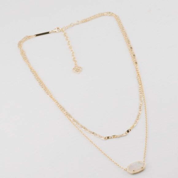 Kendra Scott Double Layer H Chain White Quartz Necklace - Picture 2 of 3